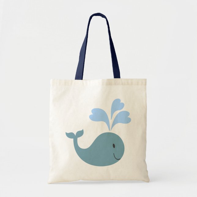 Cute Blue Whale Graphic Tote Bag (Front)