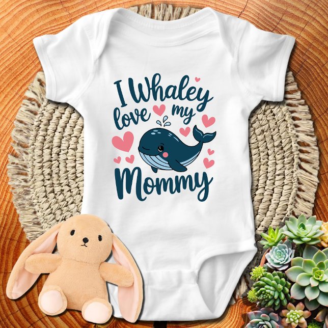 Cute Blue Whale I Whaley Love My Mommy Baby Bodysuit (Creator Uploaded)