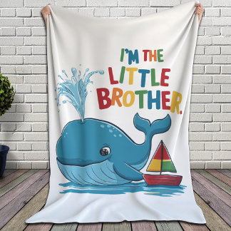 Cute Blue Whale - I'm the Little Brother Fleece Blanket