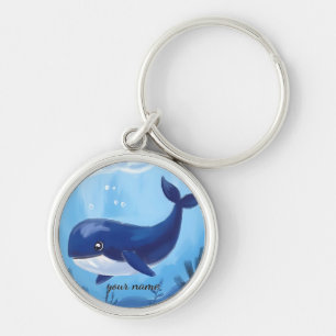 Cute Blue Whale Keychain