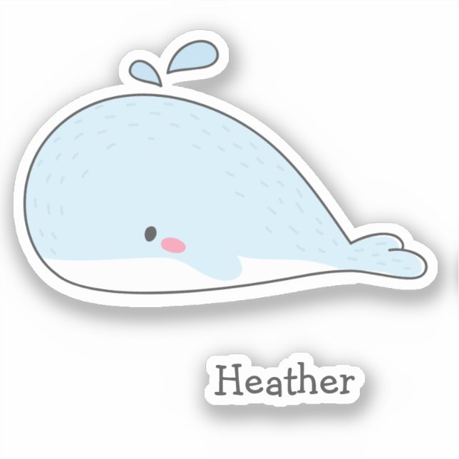Cute Blue Whale - Kids  Sticker (Front)