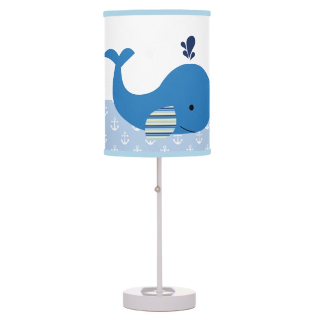 Cute Blue Whale Nautical  Baby Nursery Lamp (Front)