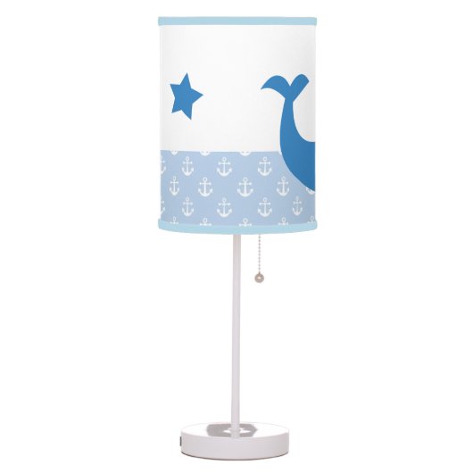 Cute Blue Whale Nautical  Baby Nursery Lamp (Left)