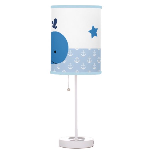 Cute Blue Whale Nautical  Baby Nursery Lamp (Right)