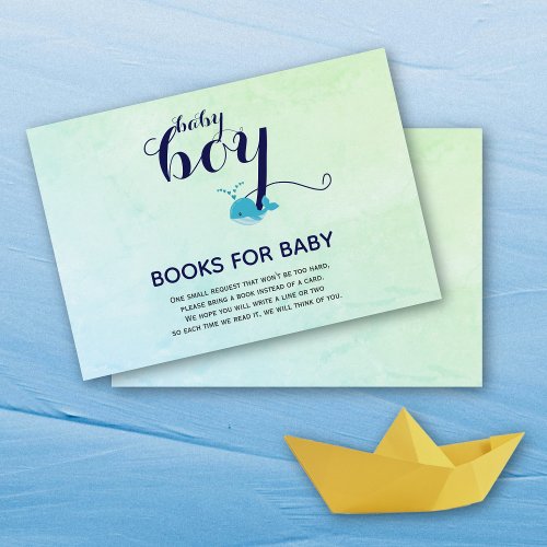 Cute blue whale ocean Books for Baby Shower Enclosure Card