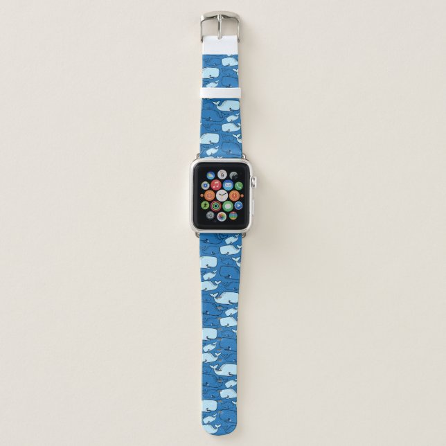 Cute Blue Whale Pattern Apple Watch Band (Front)
