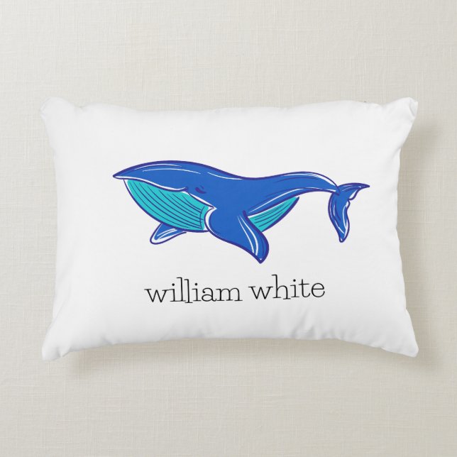 Cute Blue Whale Personalized Accent Pillow (Front)