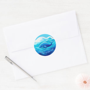 Cute Blue Whale, personalized Classic Round Sticker