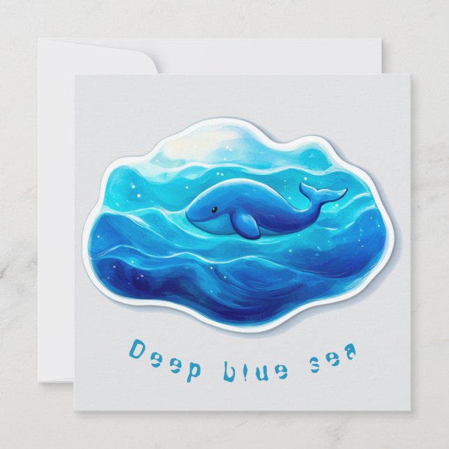 Cute Blue Whale, personalized Invitation (Front)