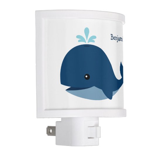Cute Blue Whale Personalized Night Light (Right)