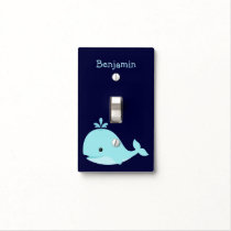 Cute Blue Whale Personalized Nursery Light Switch Cover
