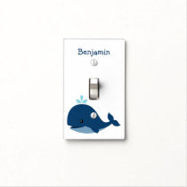 Cute Blue Whale Personalized Nursery Light Switch Cover