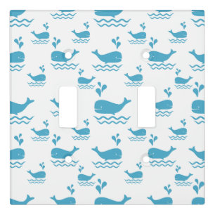 Cute Blue Whale Seamless Ocean Pattern (2) Light Switch Cover