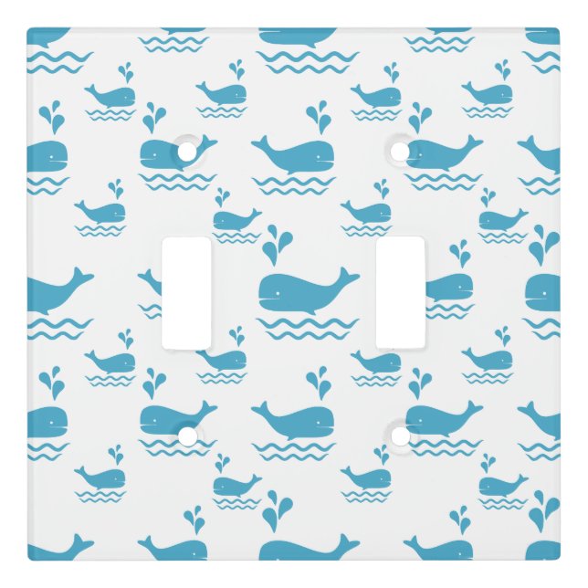 Cute Blue Whale Seamless Ocean Pattern (2) Light Switch Cover (Front)