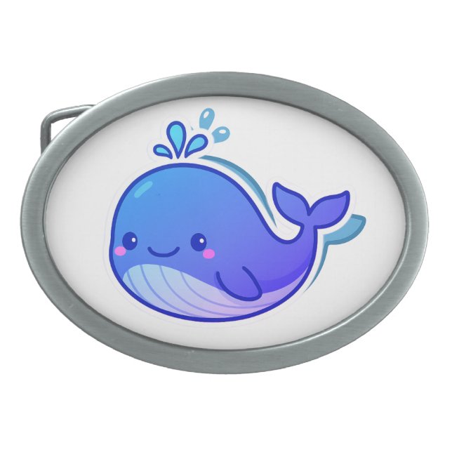 Cute Blue Whale Sticker Belt Buckle (Front)