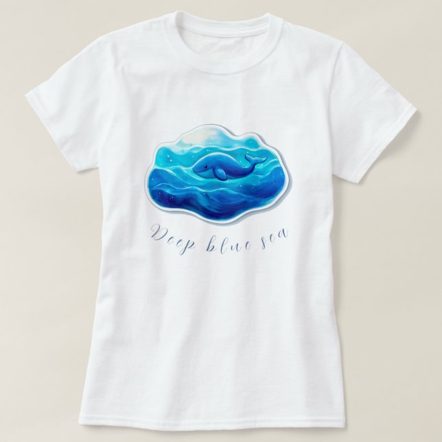 Cute Blue Whale T-Shirt (Design Front)