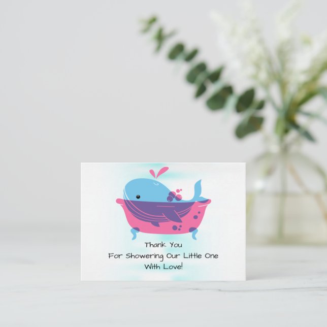 Cute Blue Whale Thank You Card (Standing Front)