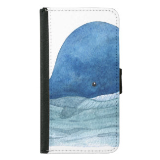 Cute Blue Whale Watercolor Illustration Samsung Galaxy S5 Wallet Case