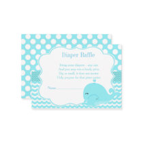 Cute Blue Whale with Baby Diaper Raffle Enclosure Card