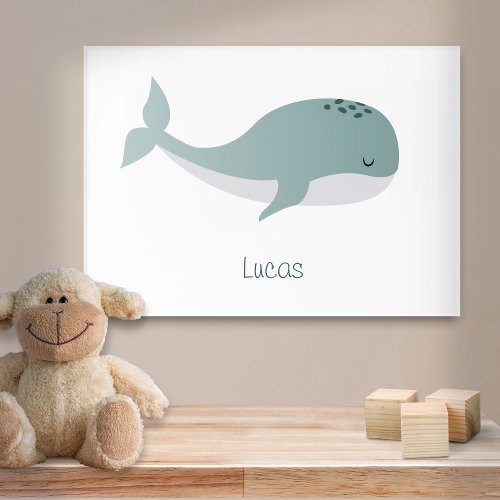 Cute Blue Whale with Personalized Name Little Kid Acrylic Print