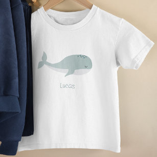 Cute Blue Whale with Personalized Name Toddler T-shirt