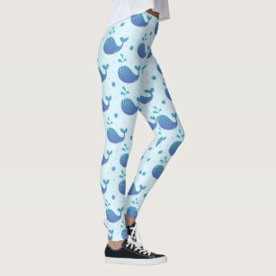 Pattern Of Whales, Cute Whales, Blue Whales Leggings, Zazzle