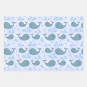 Cute Blue Whales Pattern Colorful Wrapping Paper Sheets (Front 2)