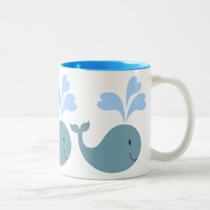 Cute Blue Whales Pattern Graphic Two-Tone Coffee Mug