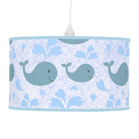 Cute Blue Whales Pattern Hanging Lamp (Front)