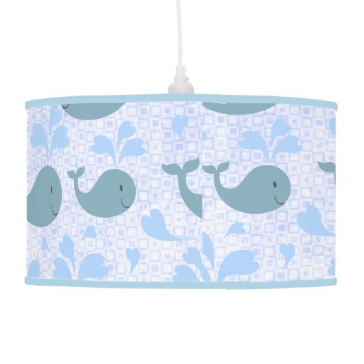 Cute Blue Whales Pattern Hanging Lamp (Back)