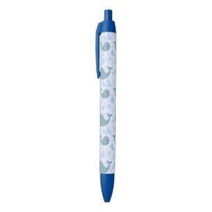 Cute Blue Whales Pattern Monogram Pen