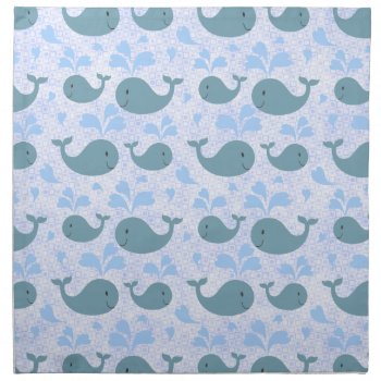 Cute Blue Whales Pattern Napkin by ironydesigns at Zazzle