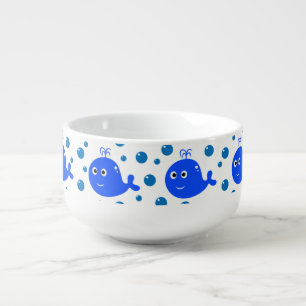 Cute Blue Whales Pattern Oceanic Delight Soup Mug