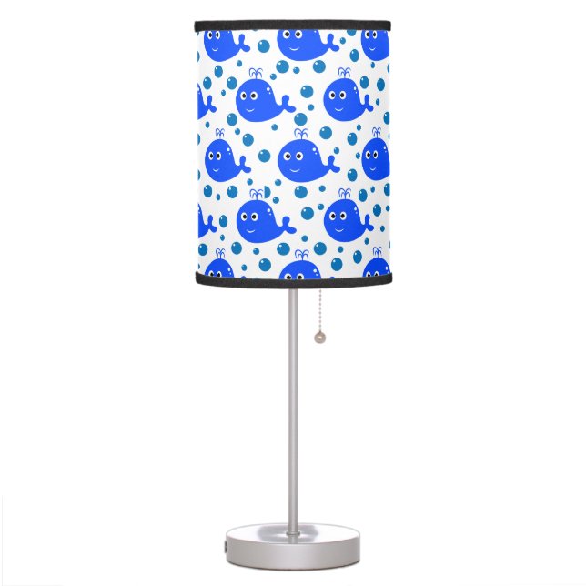 Cute Blue Whales Pattern Oceanic Delight Table Lamp (Left)