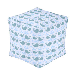 Cute Blue Whales Pattern Pouf