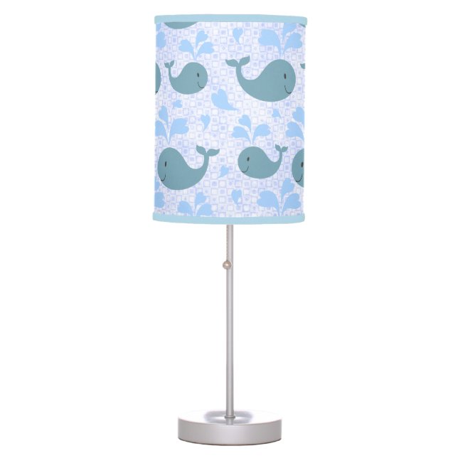 Cute Blue Whales Pattern Table Lamp (Front)