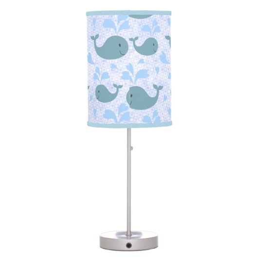 Cute Blue Whales Pattern Table Lamp (Back)