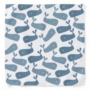 Cute Blue Whales Whimsical Pattern Bandana