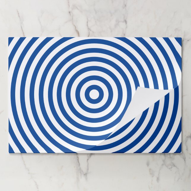 Cute blue white circular stripes pattern placemats (Folded)