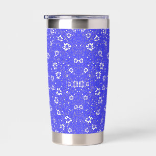 Cute blue white classic flowers pattern insulated tumbler