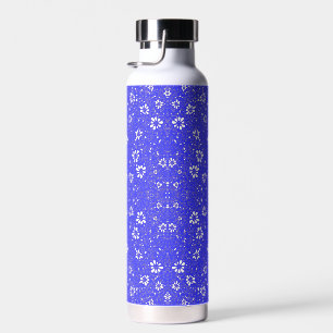 Cute blue white classic flowers pattern water bottle
