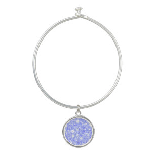 Cute blue white classical flowers pattern bangle bracelet