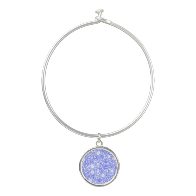 Cute blue white classical flowers pattern bangle bracelet (Front)