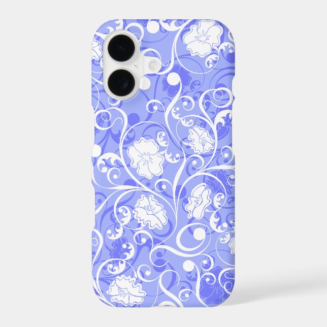 Cute blue white classical flowers pattern iphone case (Back)