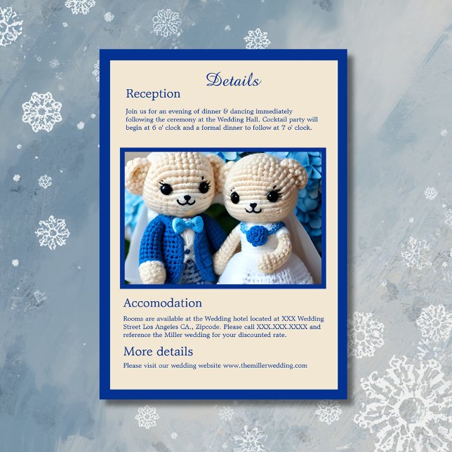 cute blue & white crochet wedding couple  enclosure card (Creator Uploaded)