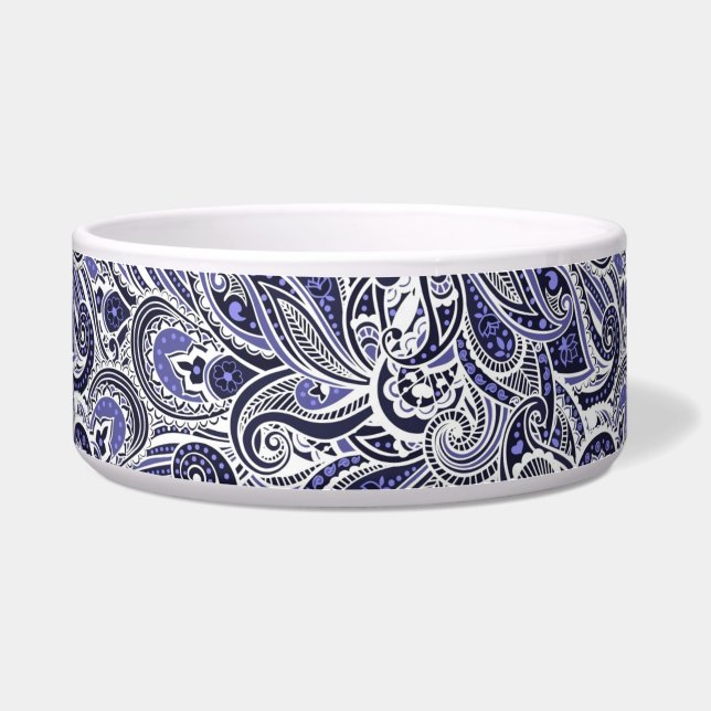 Cute blue white paisley patterns design bowl (Front)