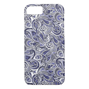 Cute blue white paisley patterns design iPhone 8/7 case