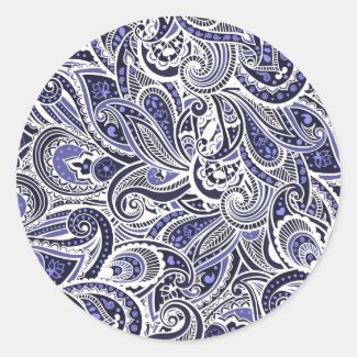 Cute blue white paisley patterns design