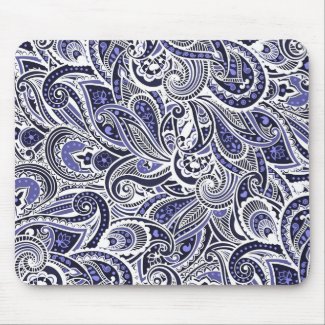 Cute blue white paisley patterns design