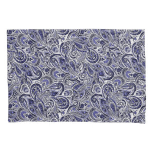 Cute blue white paisley patterns design pillowcase